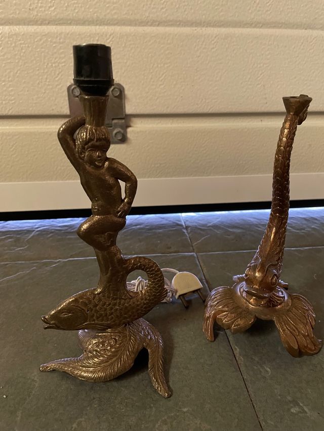 Soporte de lamparas bronce