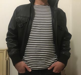 Cazadora biker piel negra