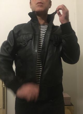 Cazadora biker piel negra