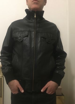 Cazadora biker piel negra