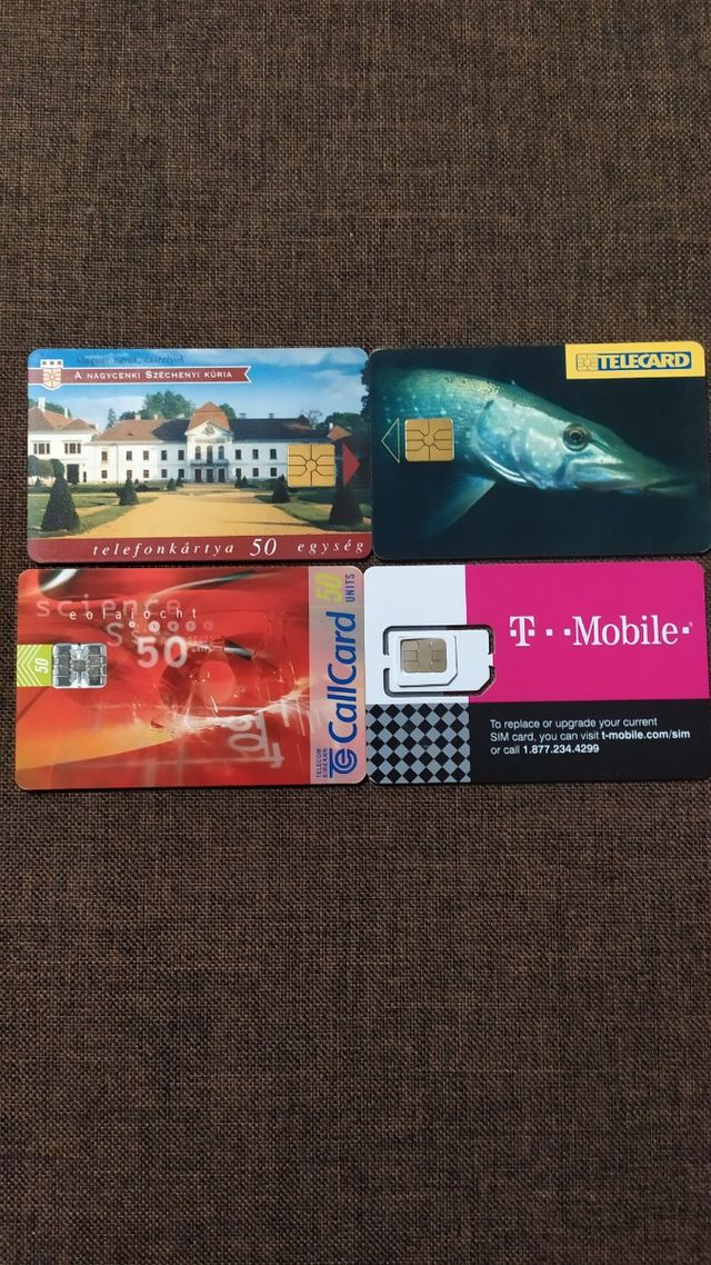 4 tarjetas telefonía extranjero: EEUU, Hungría,...