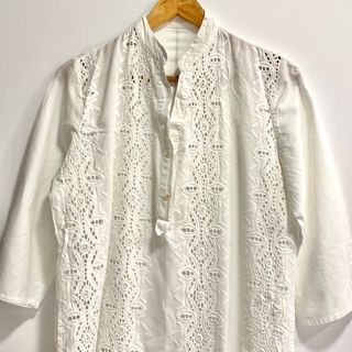 Talla XL - Blusa blanca ibicenca 