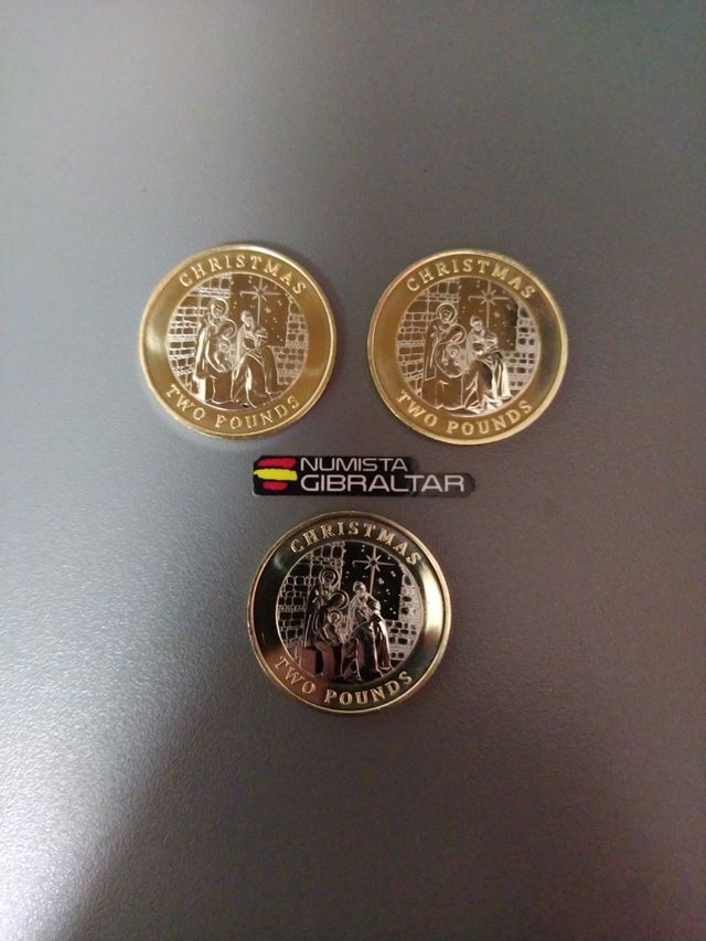 3 monedas £2 Chritmas Gibraltar 2022