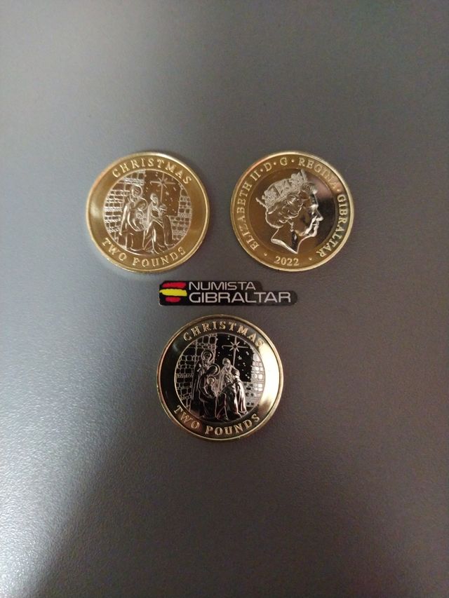3 monedas £2 Chritmas Gibraltar 2022