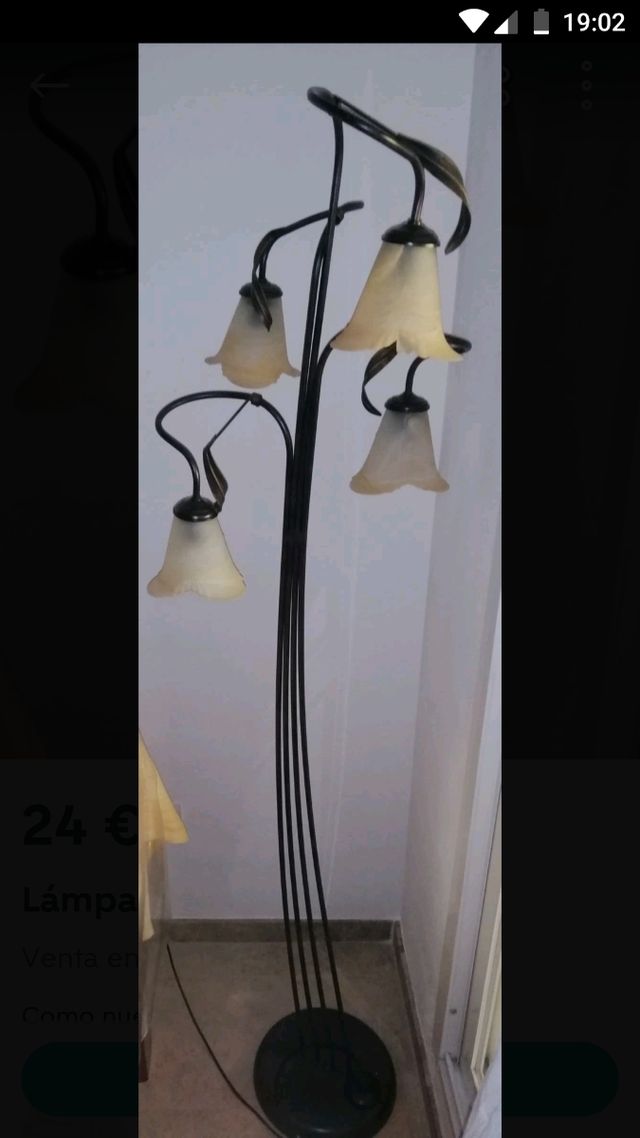 lampara pie 4 bombillas casquete fino