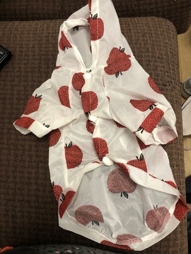 Chubasquero perro hasta 3 kilos aproximadamente.