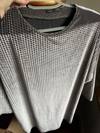 Vestido terciopelo gris fiesta ZARA talla S