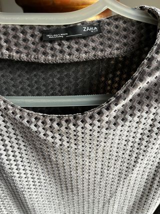 Vestido terciopelo gris fiesta ZARA talla S