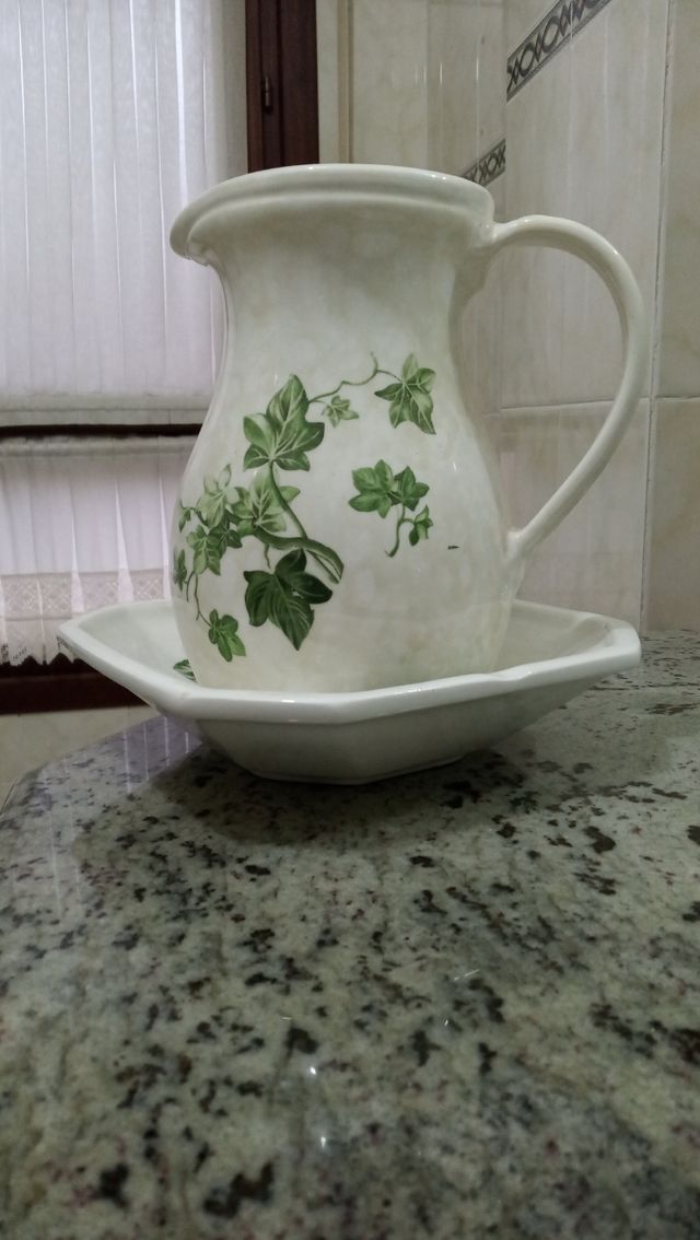 jarrón jarra ceramica y plato bandeja