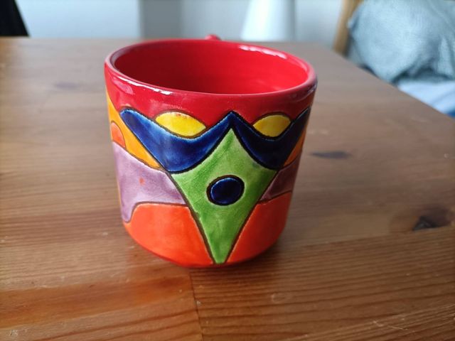 Tazza ceramica rossa artigianato Sardo