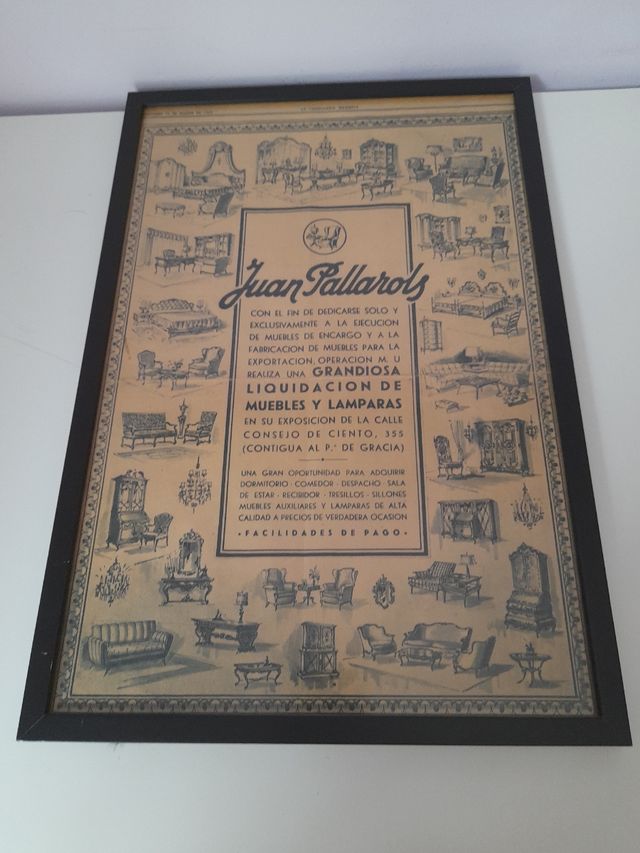 Foglio pubblicitario incorniciato