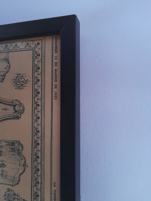 Foglio pubblicitario incorniciato