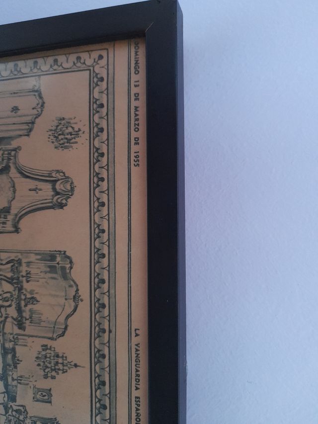 Foglio pubblicitario incorniciato