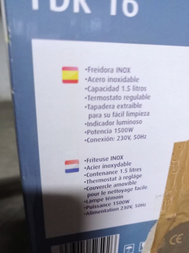 Freidora de aceite de 1,5 litros. Acero inoxidable