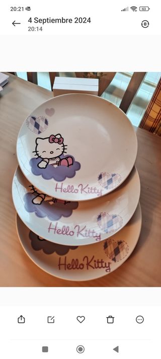 3 platos fuente Hello Kitty 
