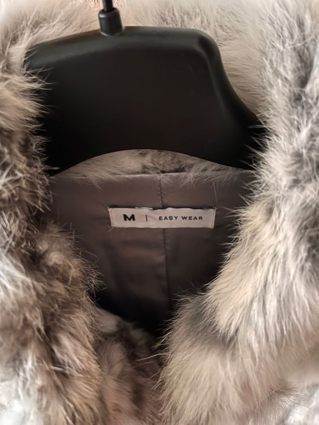 Chaleco piel gris/blanco M