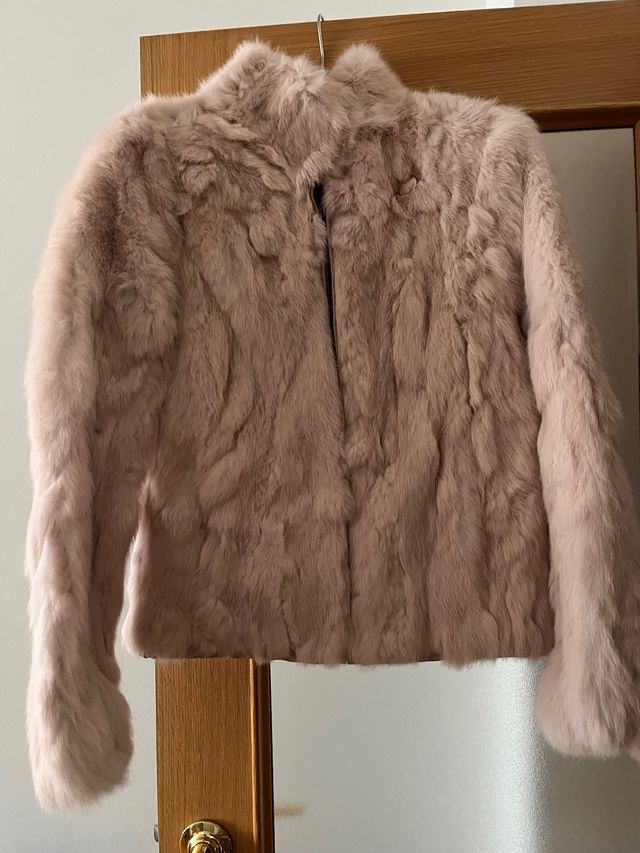 Cazadora piel rosa 38
