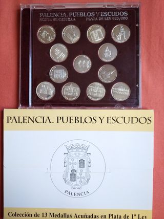 PALENCIA PUEBLOS Y ESCUDOS 13 MONEDAS PLATA 925 ml