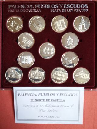 PALENCIA PUEBLOS Y ESCUDOS 13 MONEDAS PLATA 925 ml