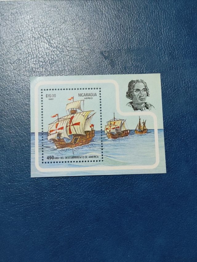Hoja Bloque Nicaragua. 490 Aniv. descubrimiento Am