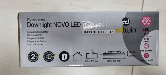 Aplique empotrable led luz neutra. 6 unidades.