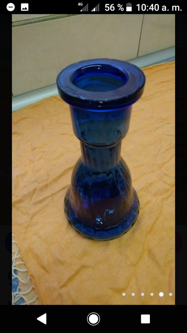 JARRÓN FLORERO DE CRISTAL NUEVO AZUL