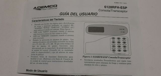 Teclado alarma con vía radio