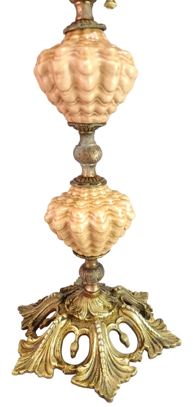 Lampara  antigua vintage ceramica y bronce manises