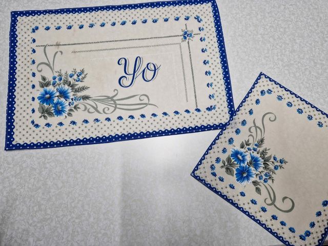 Conjunto de 15 piezas de mantelería vintage