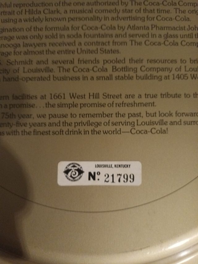 Bandeja 1899 Hylda Clarck CocaCola