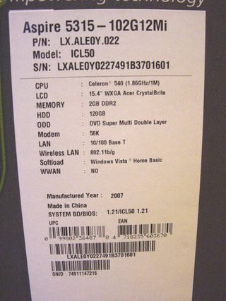 Ordenador portatil acer aspire 5315 para despiece