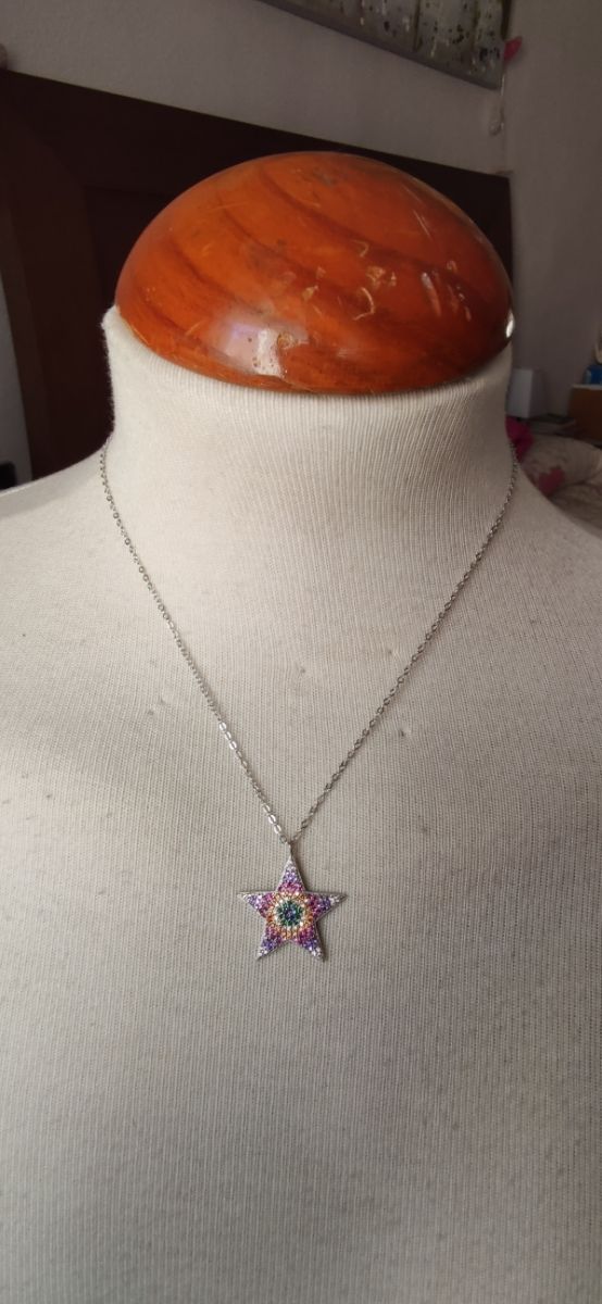 Colgante estrella y cadena de plata 925 mls