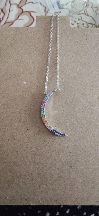 Cadena con figura Luna de plata ley 925 mls 