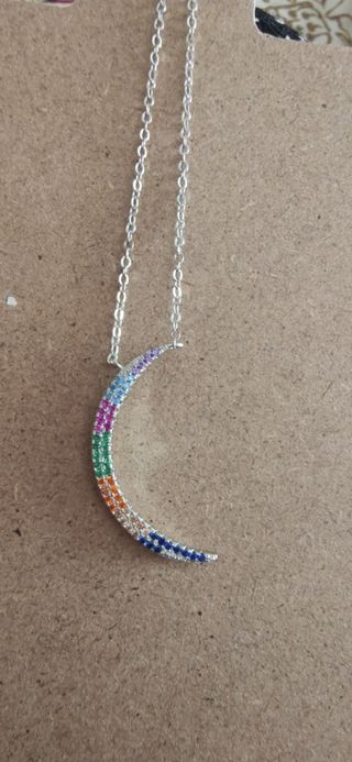 Cadena con figura Luna de plata ley 925 mls 