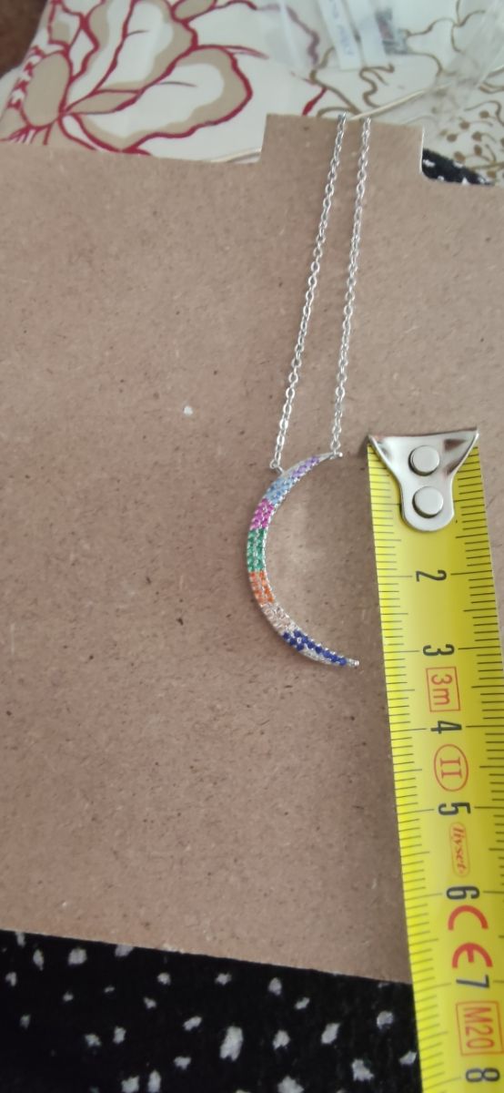 Cadena con figura Luna de plata ley 925 mls