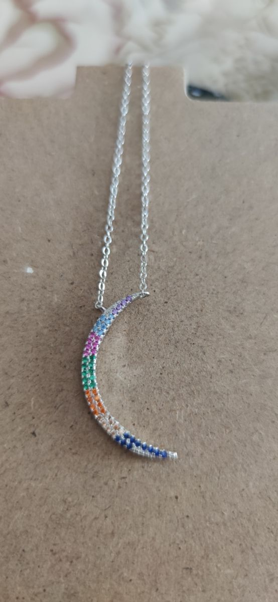 Cadena con figura Luna de plata ley 925 mls