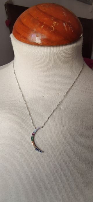 Cadena con figura Luna de plata ley 925 mls 