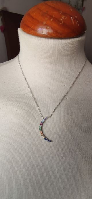 Cadena con figura Luna de plata ley 925 mls 