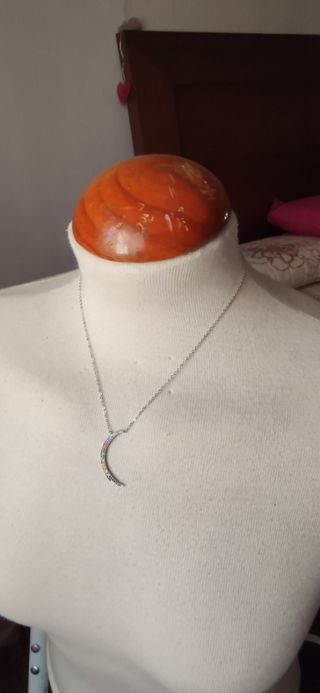 Cadena con figura Luna de plata ley 925 mls 