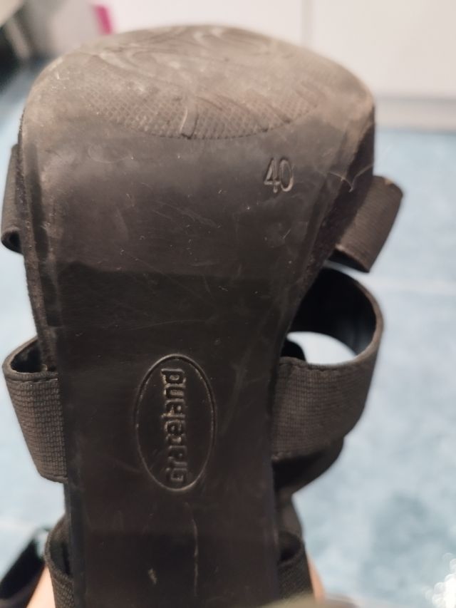 Sandalias tacón negras talla 40.