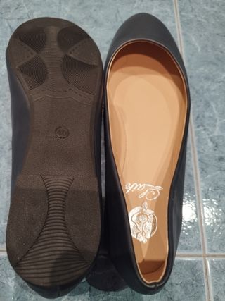 Manoletinas bailarinas polipiel azul marino