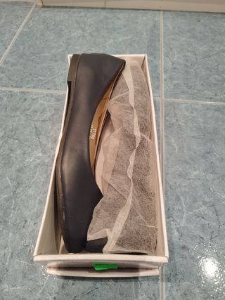 Manoletinas bailarinas polipiel azul marino