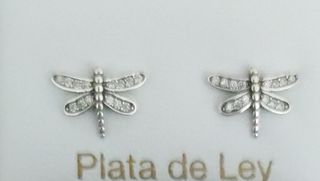 Pendientes y colgante libélula plata 925 mls 