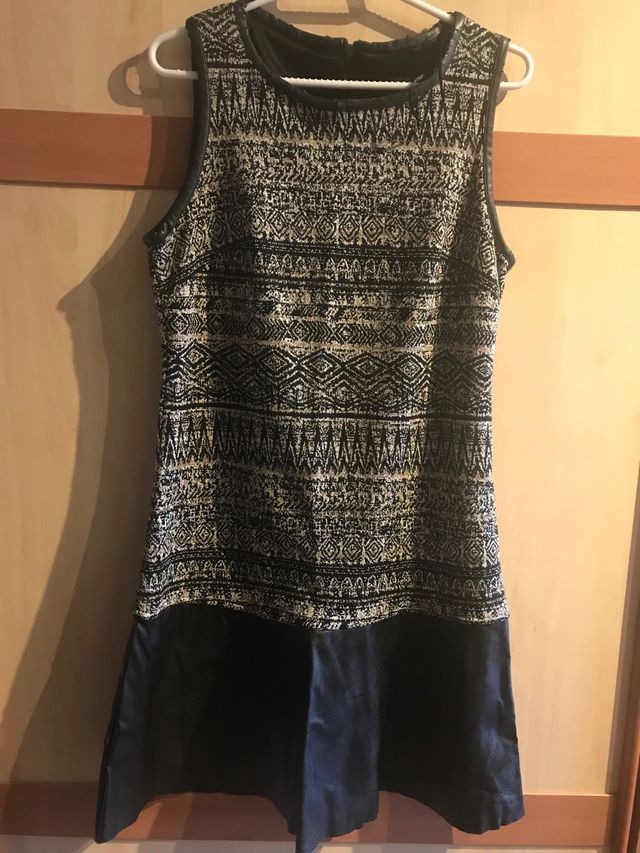 Vestido punto y cuero