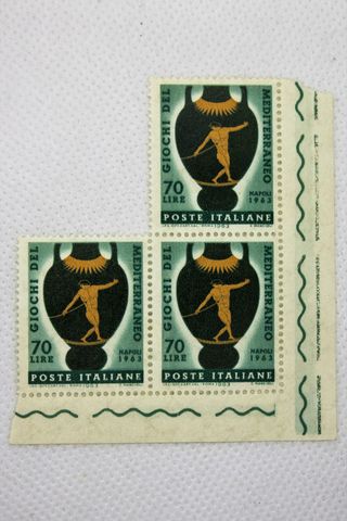 76. Terzina giochi mediterraneo 1963 Lire 70