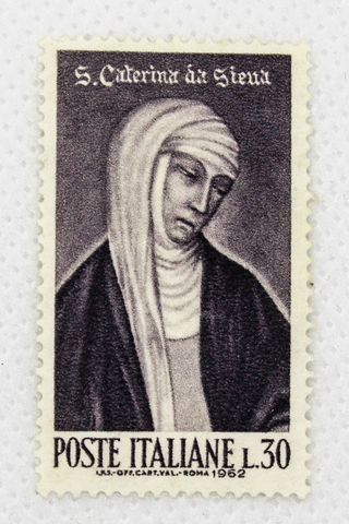 79. Francobollo S. Caterina da Siena 1962 Lire 30