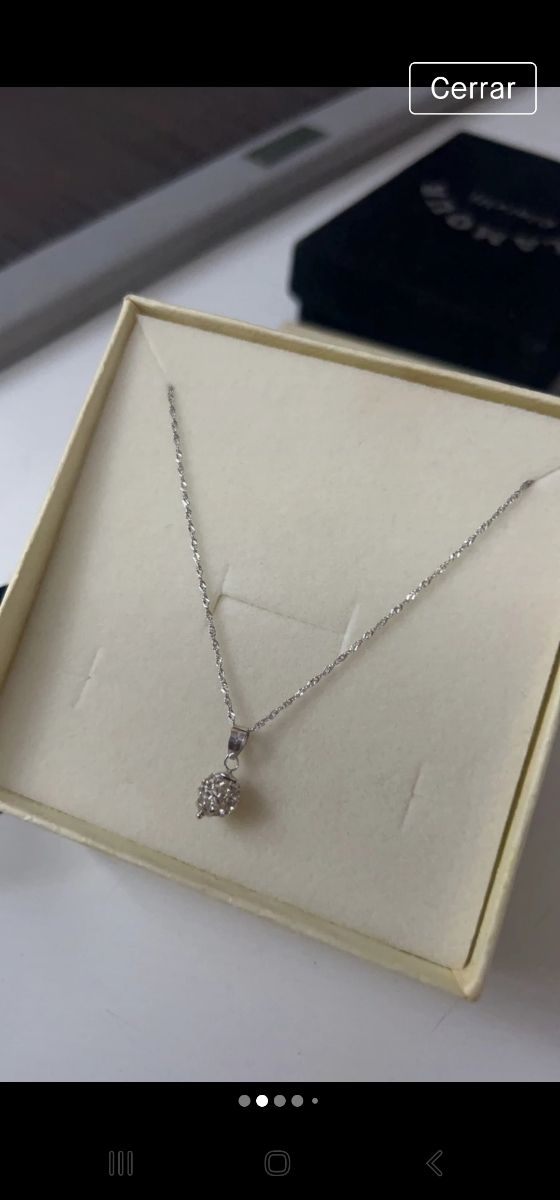 collar de oro blanco 18kt con colgante 