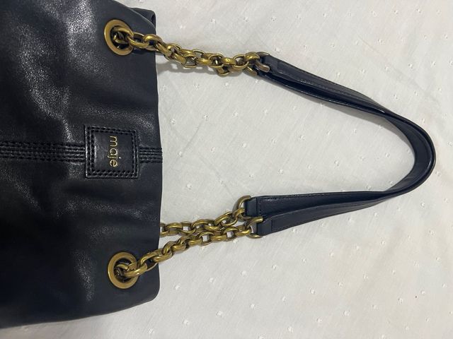Bolso MAJE piel hombro y mano con cadenas doradas
