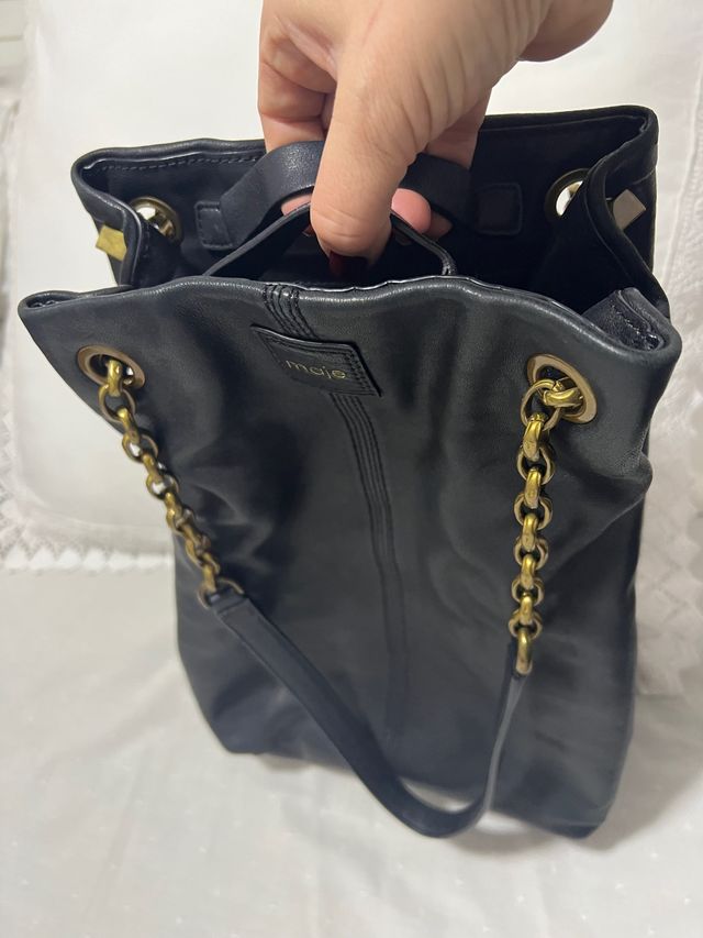 Bolso MAJE piel hombro y mano con cadenas doradas
