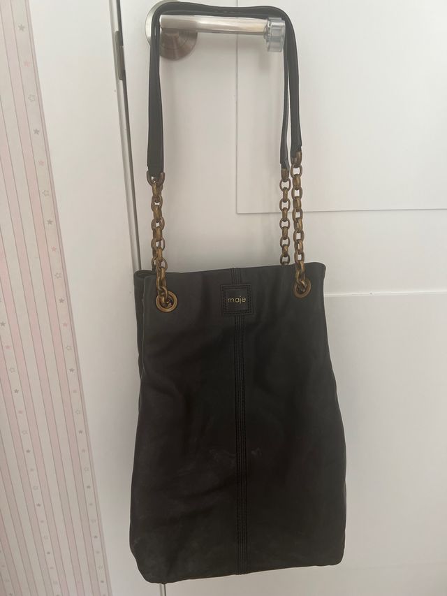 Bolso MAJE piel hombro y mano con cadenas doradas